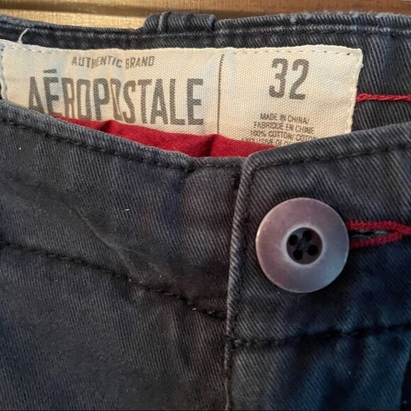 Aeropostale 32 waist navy shorts 10” inseam drawstring belt inside. Red accents - Picture 4 of 15